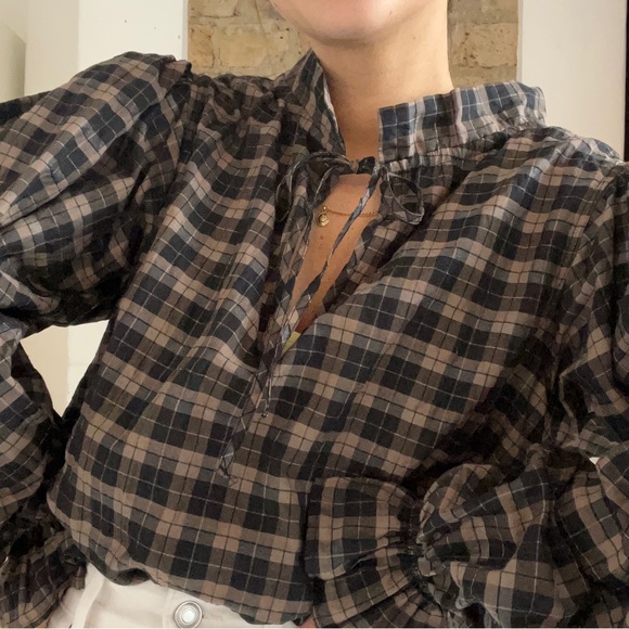 GANNI Seersucker Check Blouse - Picture 3 of 11